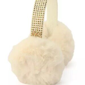 Michael Kors Stylish Gold Rhinestone Cream Soft Earmuffs  New with Tags